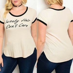 Beige & Black Graphic Tee {Libian}